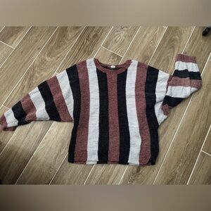 Striped Women's Sweater - Black, White, and Pink